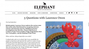 Elephant Magazine: 5 Questions with Laurence Owen